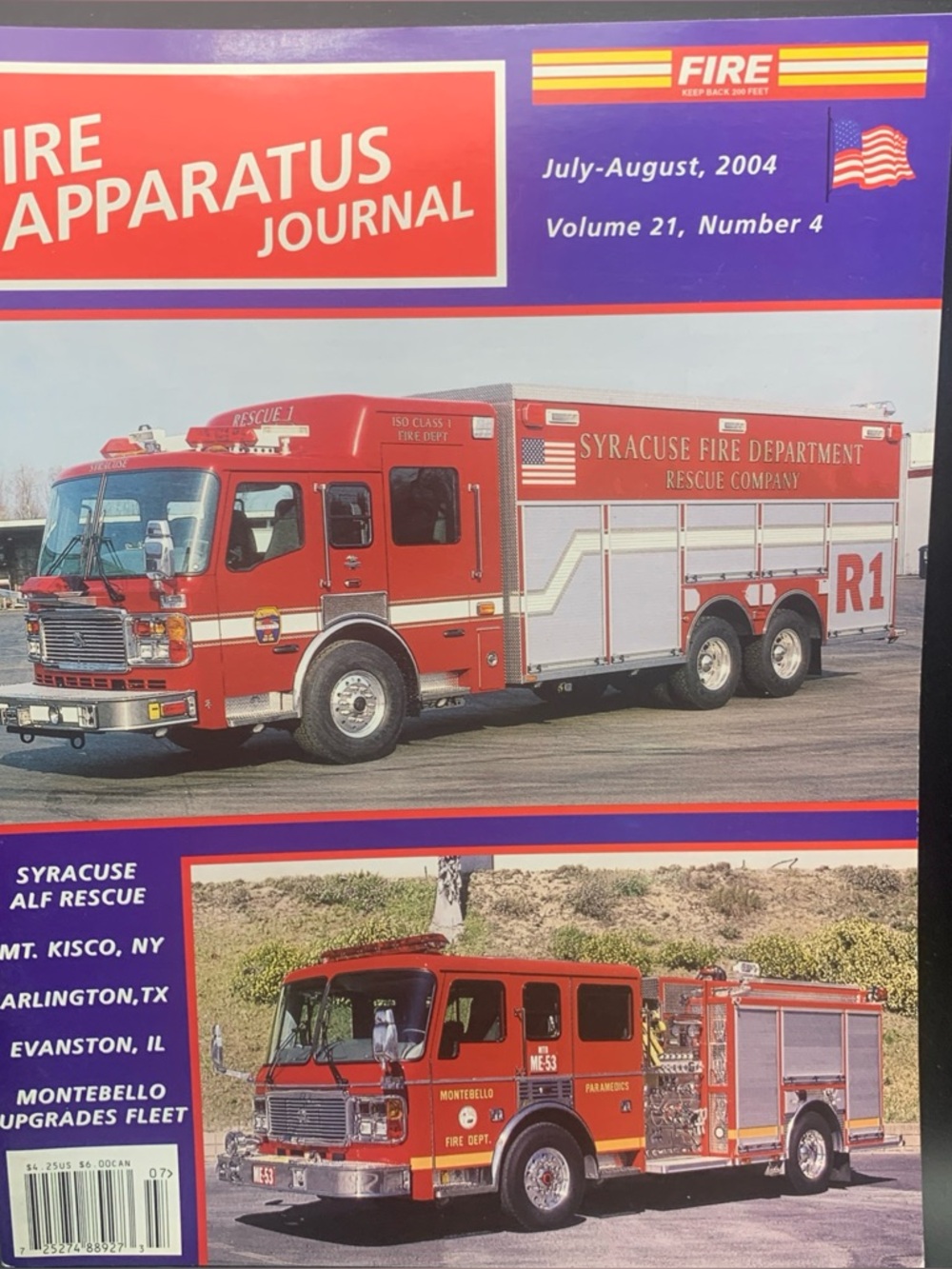Fire Apparatus Journal July August 2004 Vol 21 Number 4 Syracuse Mt Kisco